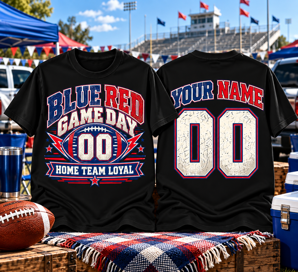 Blue Red Game Day T-shirt